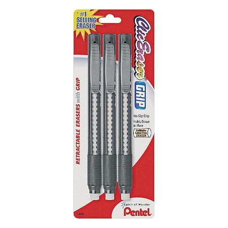 Retractable Eraser Set, Blk, Blue, Red, 3 Pc