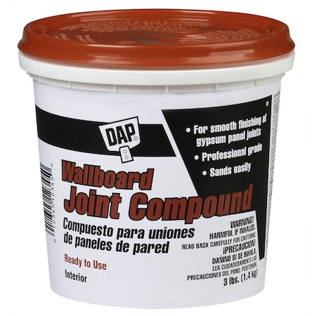 Wallboard Joint Compound, 3 lb, Tub, White, Wallboard
