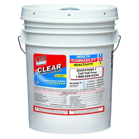 Cleaner/Degreaser, 5 Gal Pail, Liquid, Clear