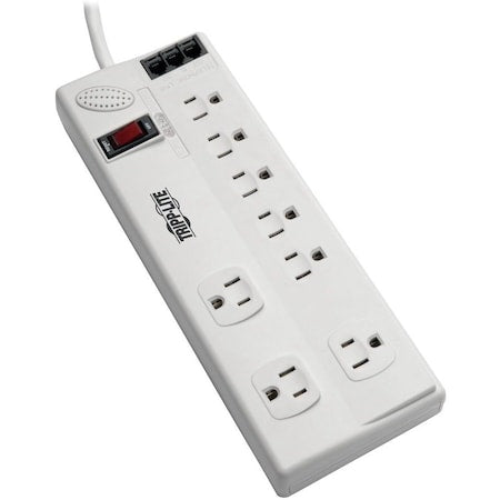 Power Strip, Surge, 8 5-15R, 5-15P, 8 ft., Light Gray