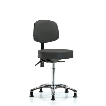 Vin Stool with Back Chr-Medium Bench Ht with Seat TiltandStationary Glides in Char Trailblazer Vin