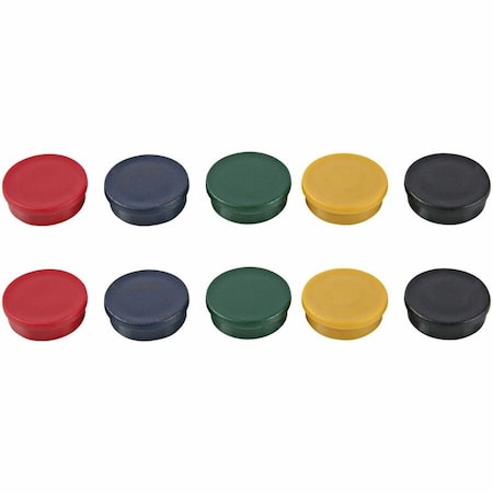 MasterVision Round Magnets, Strong for Whiteboards, Cabinets, Fridge, 10 Pk, 3/4" DIA, Asstd Colors