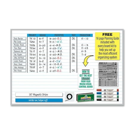 Planning Board, Porcelain, 36 in, 48 in, Aluminum Frame, White/Blue, Gloss