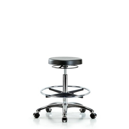 Polyurethane Stool Chrome - High Bench Height with Chrome Foot Ring and Casters