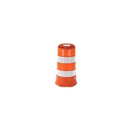 Traffic Barrel, HDPE, Engineer, 41 1/2 in Height, 18 Length, 9 lb, White/Orange