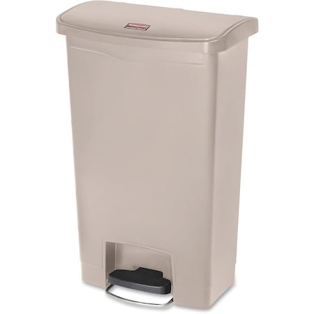 Slim Jim Step-On 13 gal Rectangular Slim-Profile Plastic Can, Beige, Foot Pedal, Plastic, 12 in