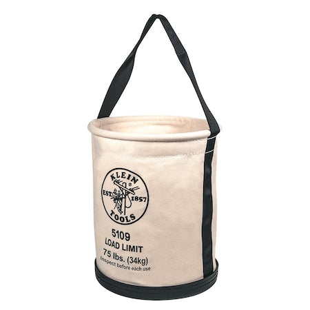 Canvas Bucket, Wide-Opening, Straight-Wall, Molded Bottom, 12-Inch