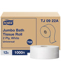 Jumbo Core, 2 Ply, Continuous Sheets, White, 12 PK
