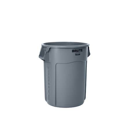 BRUTE Trash Can, Round, 55 gal Capacity, 26 1/2 in W, 33 in H, Gray