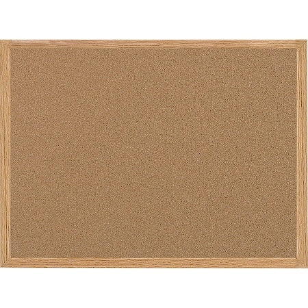 Cork Bulletin Board 35-13/32"W, Frame Color: Oak