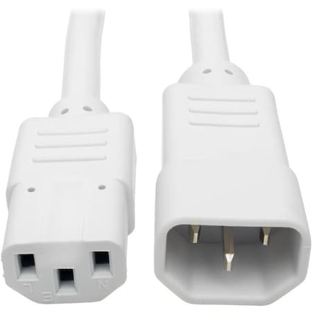 Computer Power Extension Cord 10A 18AWG C14 to C13 White 3FT 3ft