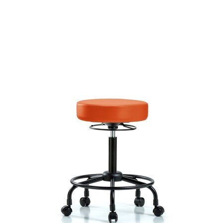 Vinyl Stool without Back-Medium Bench Height with RT BaseandCasters in Orange Kist Trailblazer Vinyl