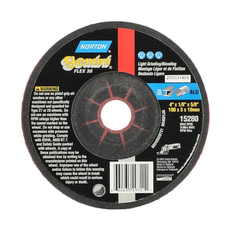 Grinding Wheel, Flexible, 4 1/8" x 5/8