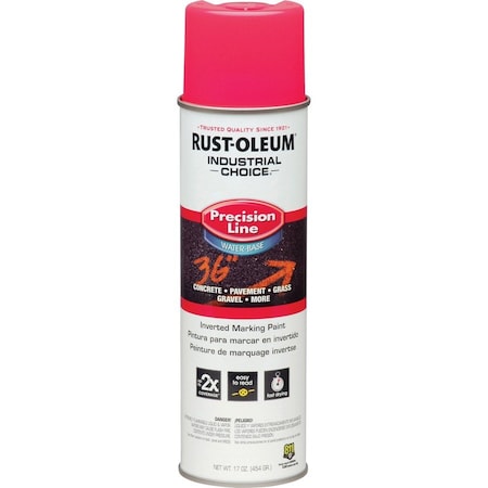 Precision Line Marking Paint, 17 oz, Fluorescent Pink, Water -Based
