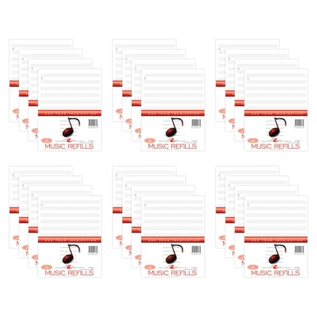 Case of Music Filler Paper, 12 Staves of Music Lines, 11""x8.5"", 20 sht/pk, 3 Hole Punched
