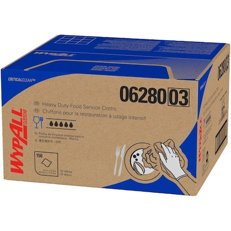 WypAll Critical Clean Ultra Duty Foodservice Cloths (06280) Anti-Microbial Treatment, White, 1 Box