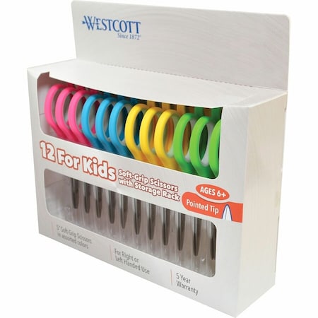 Scissors, 5" Soft Handle Pointed - 12ea 14727 Bulk Pack Display