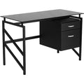 Glass Desk Office Desk, 22-1/2" D X 30" H, 46" W X Metal, Table Top: Glass, Black