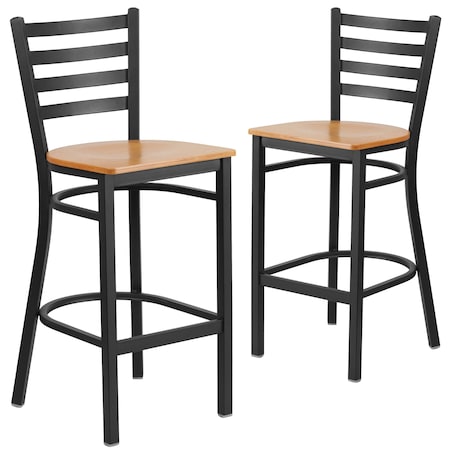 Black Ladder Stool-Nat Seat, PK2