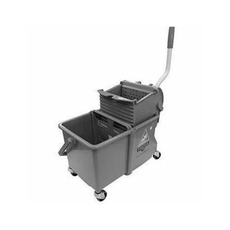 4 gal CLEANERx Dual Bucket Side Press Mop Bucket and Wringer, Gray, Polypropylene
