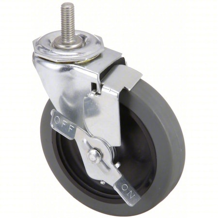 Stem Caster, 130 lb. Load, Gray Wheel