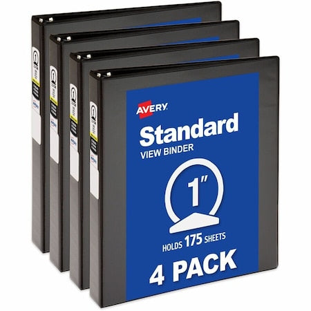 Economy View 3 Ring Binders, 1 in, PK4