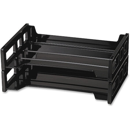 Letter Tray, Black, Plastic, 13 3/16 in W, 9 1/4 in L, 2 3/4 in H, 9" D, 2 Number of Compartments