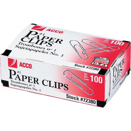 Paper Clip, Silver, Steel Wire, PK1000