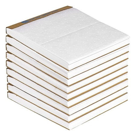 Sorbent Pad, 13 7/8 gal, 14 in x 15 in, Fuel, Oils, White, Polypropylene, 180 PK