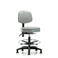 Vin Stool with Back-Medium Bench Ht with Chr Foot Ring and Stationary Glides in Dove Trailblazer Vin