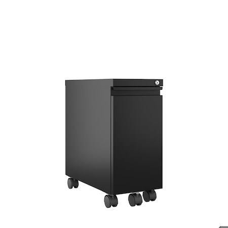 10" W 2 Drawer File Cabinet, Black, Legal/Letter