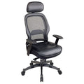 Managerial Chair Managers Chair, Adjustable Arms, 19-3/4" to 22-1/2" Height, Leather, Black