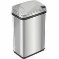 4 gal Rectangular Indoor Metal Can, Silver, Touchless Sensor Lid, Stainless Steel, 7 in