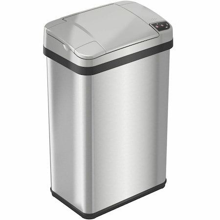 4 gal Rectangular Indoor Metal Can, Silver, Touchless Sensor Lid, Stainless Steel, 7 in