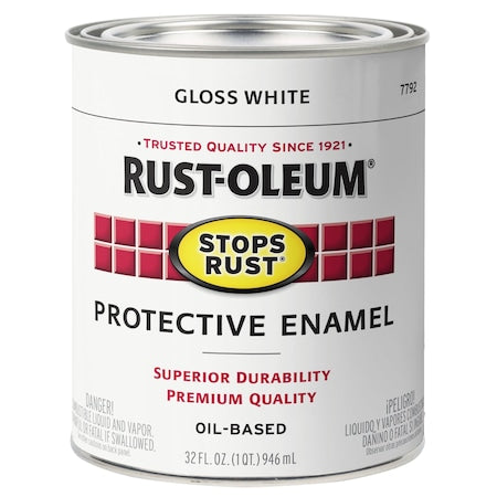 Interior/Exterior Paint, Gloss, Oil Base, White, 1 qt