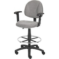 Drafting Stool (B315-Gy) W/Footring And Adjustable Arms