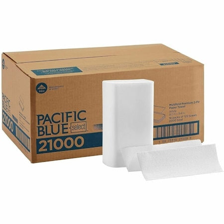 Pacific Blue Select Multifold Paper Towels, 2 Ply, 125 Sheets, White, 16 PK