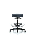 Vin Stool without Back-High Bench Ht with Chr Foot Ring and Casters in Imperial Blue Trailblazer Vin