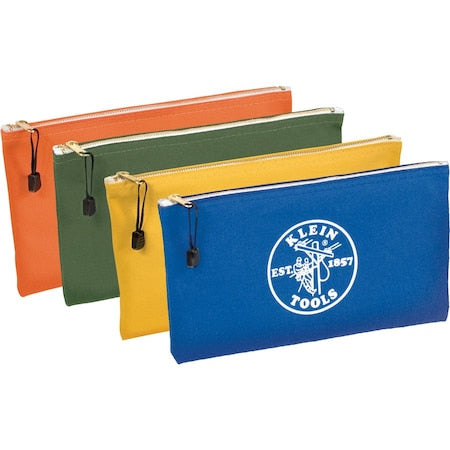 Zipper Bags, Canvas Tool Pouches, Olive/Orange/Blue/Yellow, 4-Pack