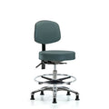 Vin Stool with Back Chr-Med Ben Ht with Seat Tilt,ChrFR,andStat Glides in Col Blue Trailblazer Vin