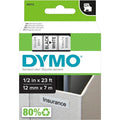 Adhesive Label Tape Cartridge 1/2" x 23 ft., Black/White