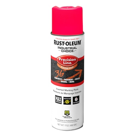 Precision Line Marking Paint, Inverted, Fluorescent Pink, 20 oz