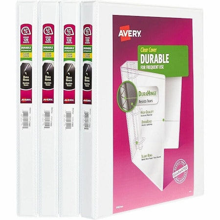 Durable View 3 Ring Binders, 0.5 in, PK4