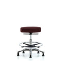 Fab Stool without Back Chr-Medium Bench Height with Chr Foot Ring and Stat Glides in Burgundy Fab