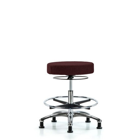 Fab Stool without Back Chr-Medium Bench Height with Chr Foot Ring and Stat Glides in Burgundy Fab