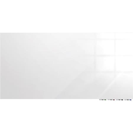 Dry Erase Board, Glass, 24 in, 36 in, No Frame Frame, White, Gloss