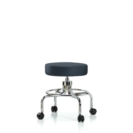 Screw-Lift Stool, Vinyl, CR, Casters, Navy