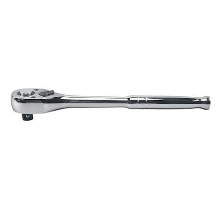1/2" Drive 72 Geared Teeth Round Head Style Hand Ratchet, 10" L, Chrome Plated Finish