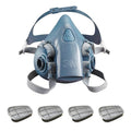 Half Mask Respirator Kit: 4 Cartridges Included, (FM)/(OV), Black/Olive Color, 7500 Series, Size L
