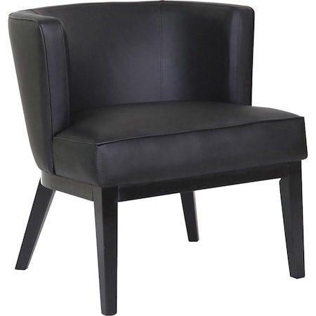 Ava Accent Chair, Black Seat, Black Back, 25 1/2 in W 29" L 28" H, Fixed, Vinyl Seat